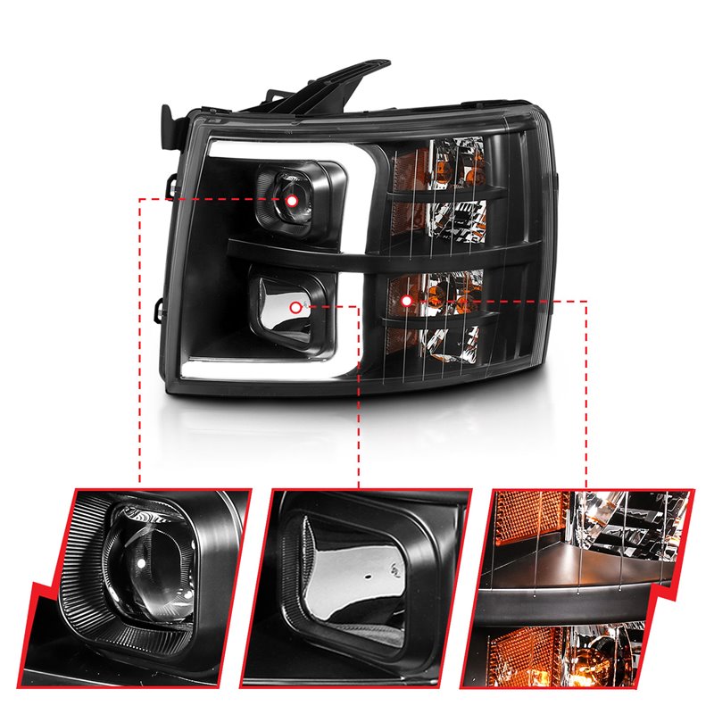 ANZO | Projector Headlight Set - Silverado 1500 / Silverado 2500 HD / Silverado 3500 HD 2007-2013 Anzo USA Projector Headlight