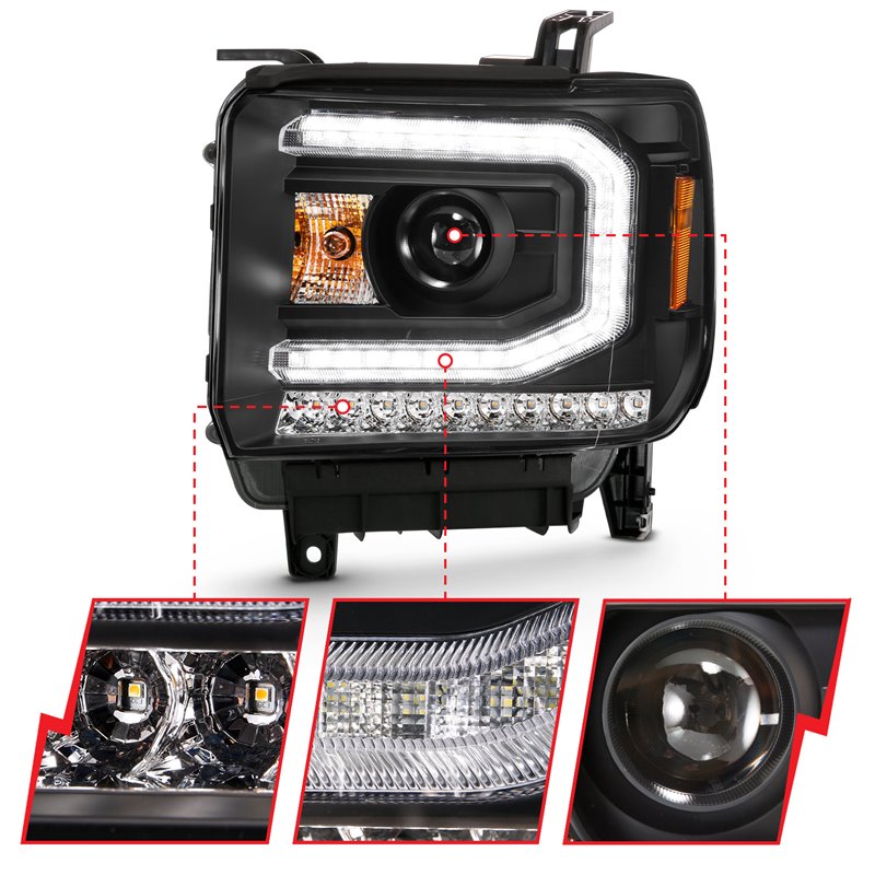 ANZO | Projector Headlight Set - Sierra 1500 2016-2019 Anzo USA Projector Headlight
