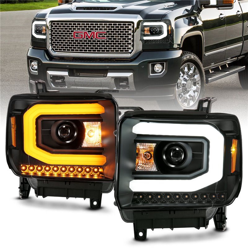 ANZO | Projector Headlight Set - Sierra 1500 / Sierra 2500 HD / Sierra 3500 HD 2014-2016 Anzo USA Projector Headlight