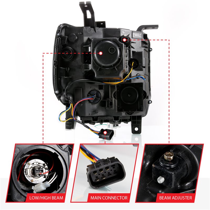 ANZO | Projector Headlight Set - Sierra 1500 / Sierra 2500 HD / Sierra 3500 HD 2014-2016 Anzo USA Projector Headlight