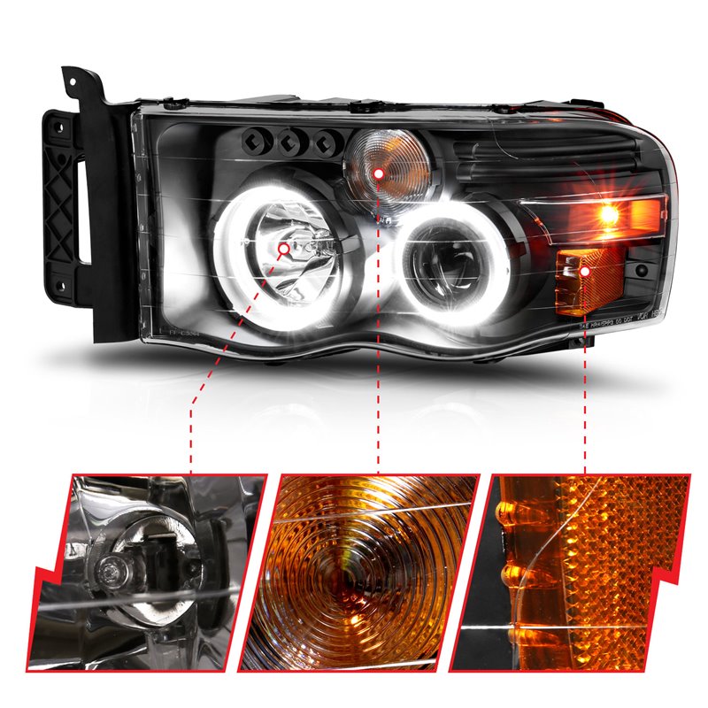 ANZO | Projector Headlight Set w/Halo - Ram 1500 / 2500 / 3500 2005-2005 Anzo USA Projector Headlight
