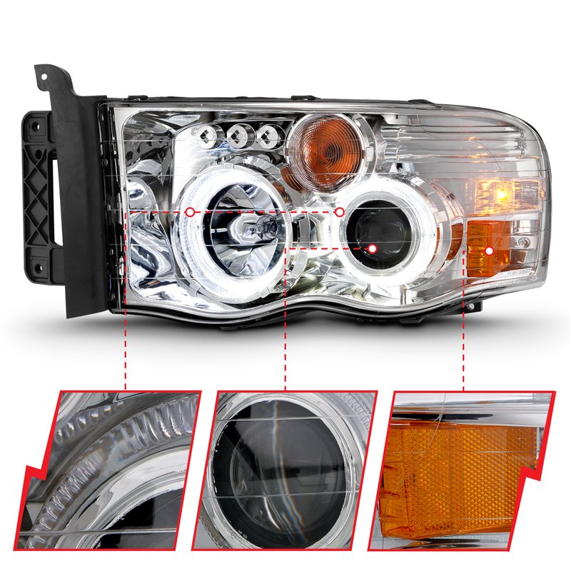 ANZO | Projector Headlight Set w/Halo - Ram 1500 / 2500 / 3500 2005-2005 Anzo USA Projector Headlight