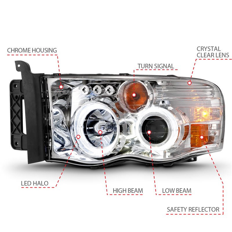 ANZO | Projector Headlight Set w/Halo - Ram 1500 / 2500 / 3500 2002-2005 Anzo USA Headlights