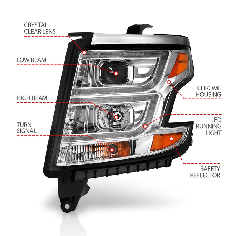 ANZO | Projector Headlight Set - Suburban / Suburban 1500 / Suburban 3500 HD / Tahoe 2015-2020 Anzo USA Projector Headlight