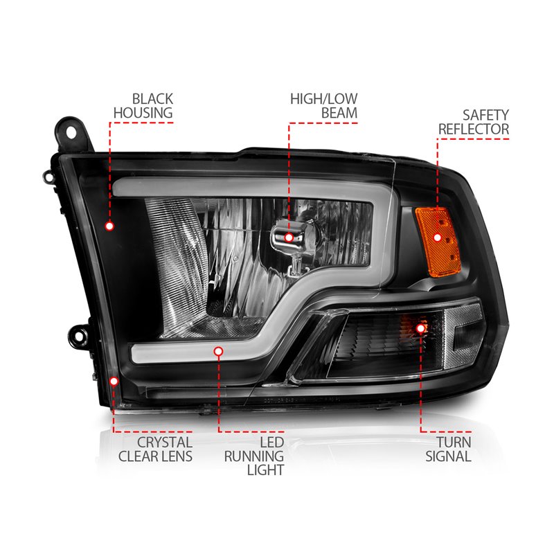 ANZO | Crystal Headlight Set - Ram 1500 / 2500 / 3500 2009-2018 Anzo USA Phares avant