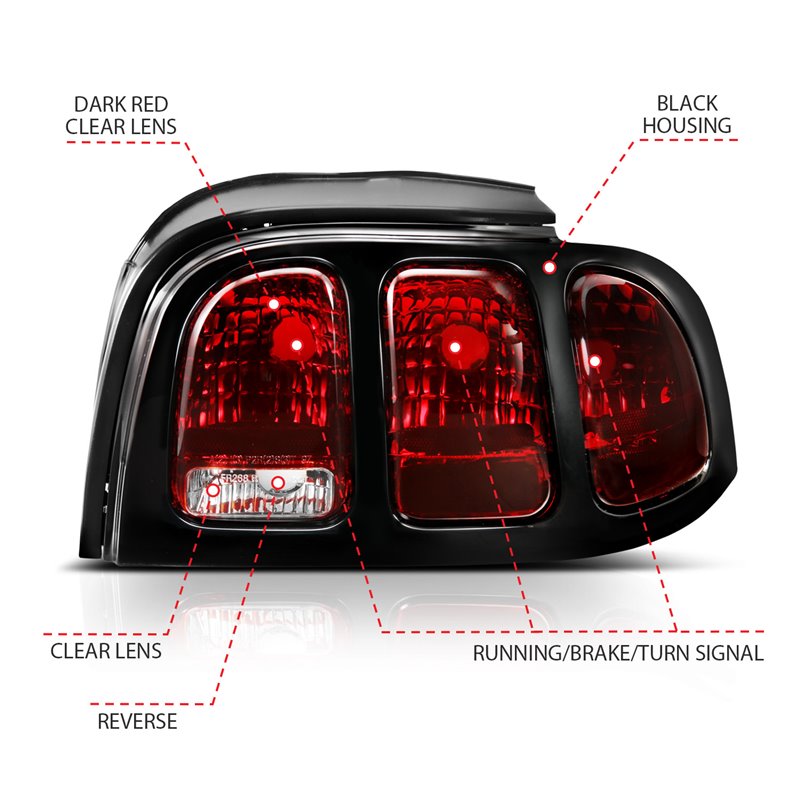 ANZO | Tail Light Assembly - Mustang 3.8L / 4.6L 1996-1998 Anzo USA LED Tail Lights