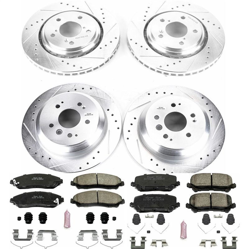 PowerStop | Z23 Evolution Sport Performance Disc Brake Pad & Rotor Kit - Front & Rear - Pilot / Ridgeline 3.5L 2016-2021 Powe...