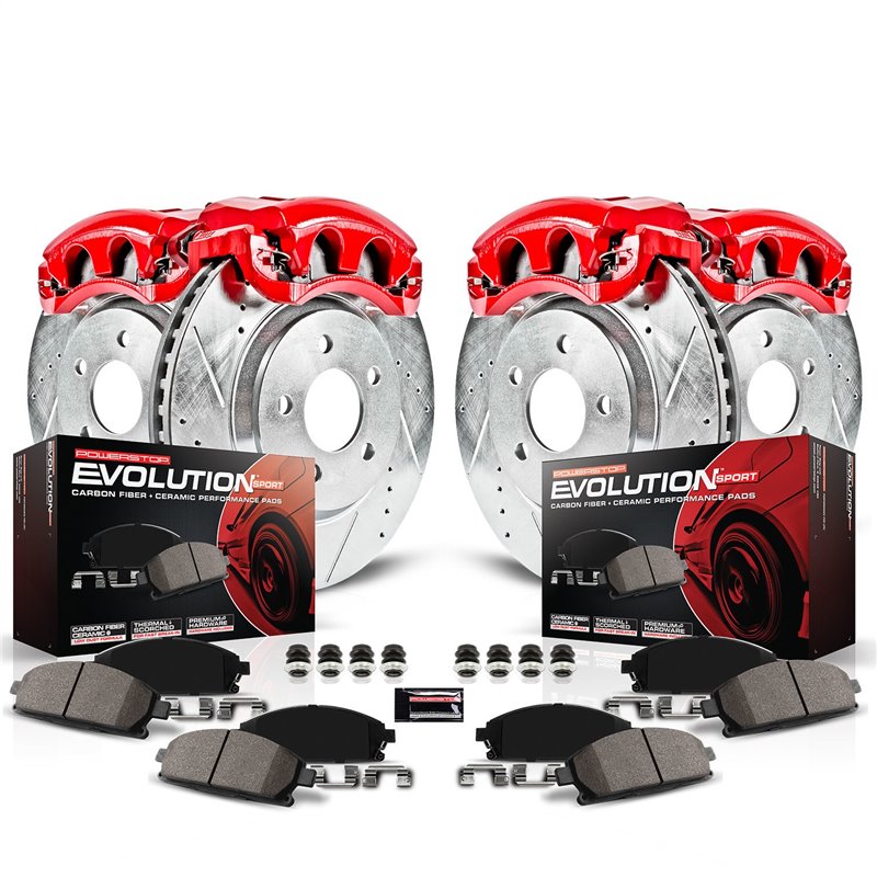 PowerStop | Z23 Evolution Sport Performance Disc Brake Pad/Caliper & Rotor Kit - Front & Rear - Infiniti / Nissan 2009-2017 P...