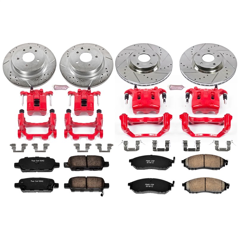 PowerStop | Z23 Evolution Sport Performance Disc Brake Pad/Caliper & Rotor Kit - Front & Rear - Infiniti / Nissan 2009-2017 P...