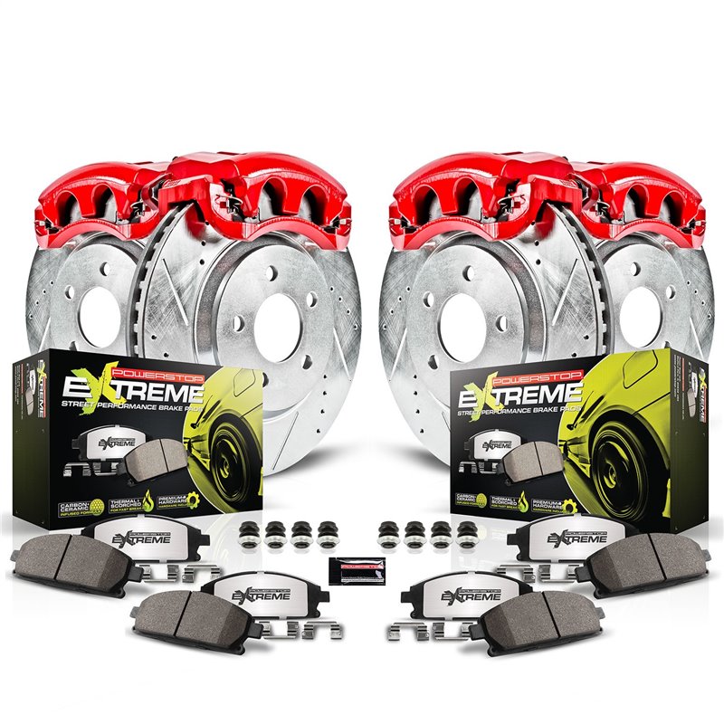 PowerStop | Z26 Extreme Street Warrior Brake Pad/Caliper & Rotor Kit - Front & Rear - 300 / Challenger / Charger 2012-2020 Po...