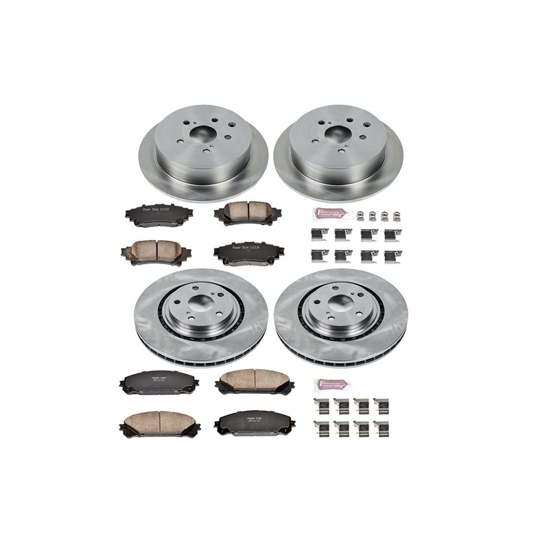 PowerStop | Disc Brake Pad & Rotor Kit - Front & Rear - RX350 / RX450h / Highlander / Sienna 3.5L / 2.7L 2010-2020 PowerStop ...
