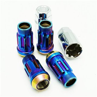 Muteki | LOCK Set for SR45 (4pc) - Open End BURNED BLUE - 12x1.50 Muteki Lug Nuts & Locks