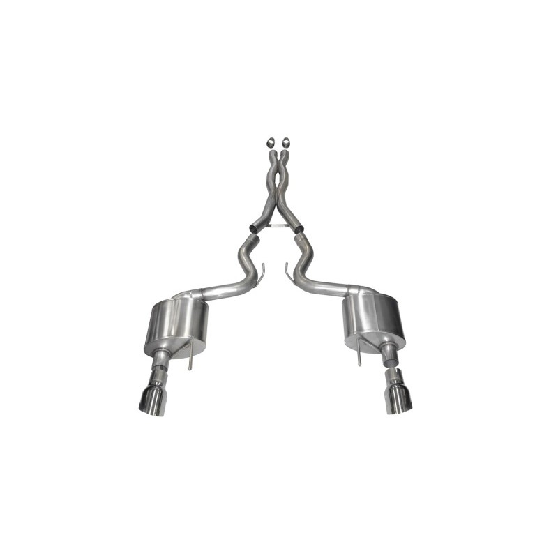 Corsa | Xtreme Cat-Back Exhaust System - 3.0" Single 4.5" Tips Mustang GT Coupe CORSA Performance Cat-Back Exhausts