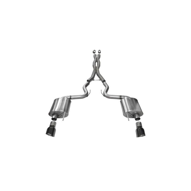 Corsa | Sport Cat-Back Exhaust System - 3.0" Single 4.5" Tips Mustang GT Coupe CORSA Performance Cat-Back Exhausts
