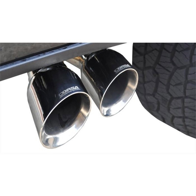 Corsa | Sport Cat-Back Exhaust System - 3.0" Twin 4.0" Tips Ford F-150 V8 5.0L CORSA Performance Cat-Back Exhausts