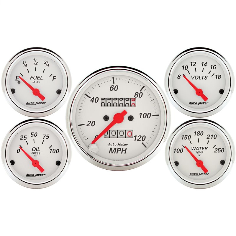 AutoMeter | GAUGE KIT 5 PC. 3 1/8in./2 1/16in. MECH. SPEEDOMETER ARCTIC WHITE AutoMeter Cadrans