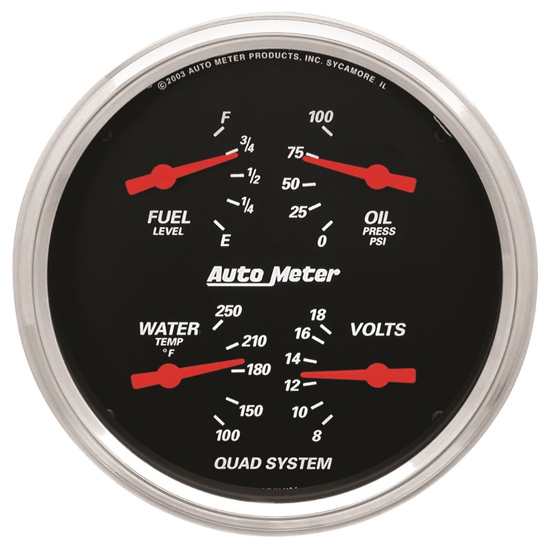 AutoMeter | GAUGE QUAD 5in. 0OE-90OF ELEC DESIGNER BLACK AutoMeter Gauges