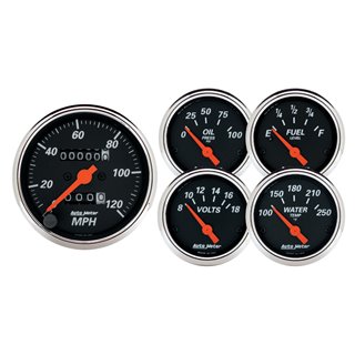 AutoMeter | GAUGE KIT 5 PC. 3 1/8in./2 1/16in. MECH. SPEEDOMETER DESIGNER BLACK AutoMeter Gauges