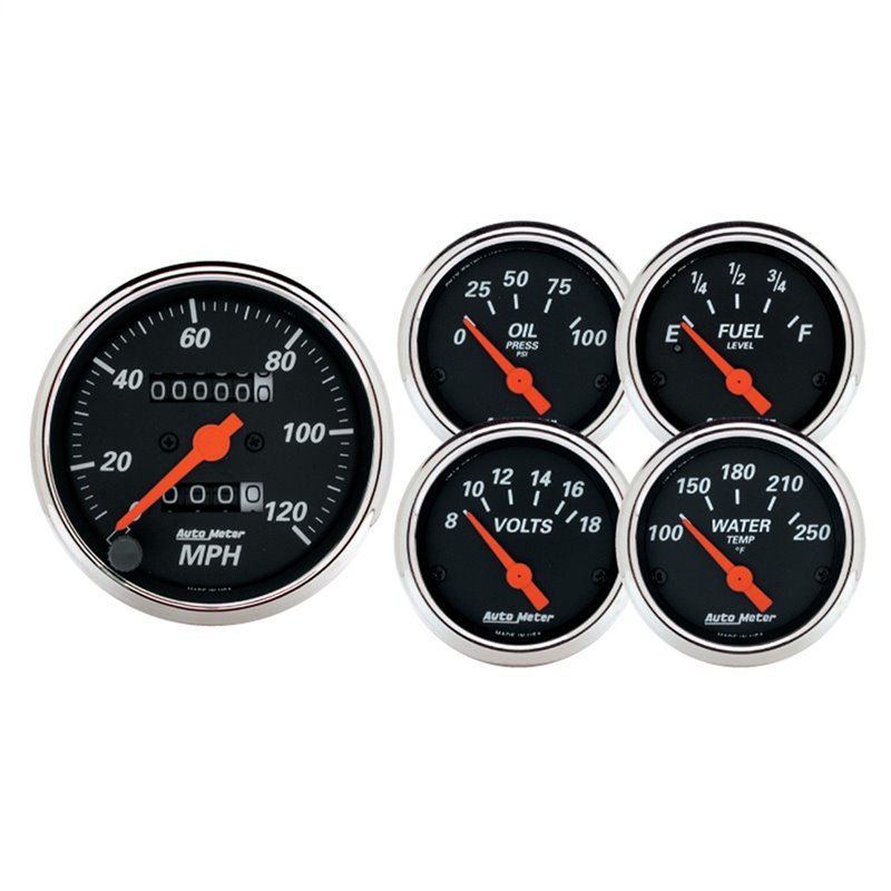 AutoMeter | GAUGE KIT 5 PC. 3 1/8in./2 1/16in. MECH. SPEEDOMETER DESIGNER BLACK AutoMeter Gauges