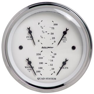 AutoMeter | GAUGE QUAD 3 3/8in. 240OE-33OF ELEC OLD TYME WHITE AutoMeter Gauges