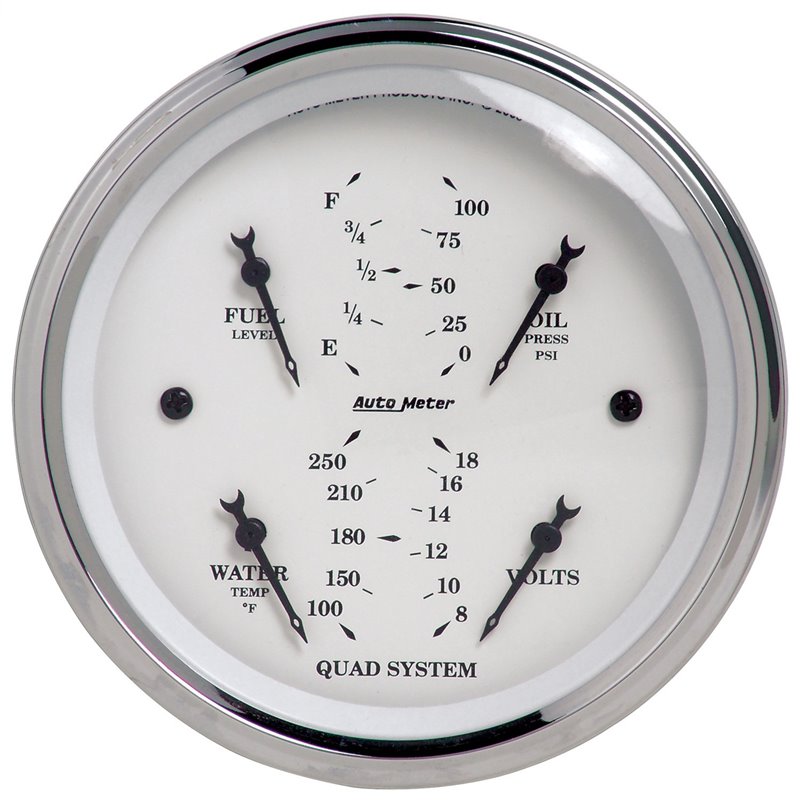 AutoMeter | GAUGE QUAD 3 3/8in. 240OE-33OF ELEC OLD TYME WHITE AutoMeter Gauges