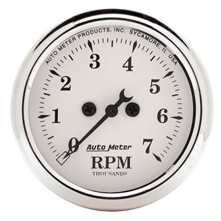 AutoMeter | GAUGE TACHOMETER 2 1/16in. 7K RPM IN-DASH OLD TYME WHITE AutoMeter Gauges