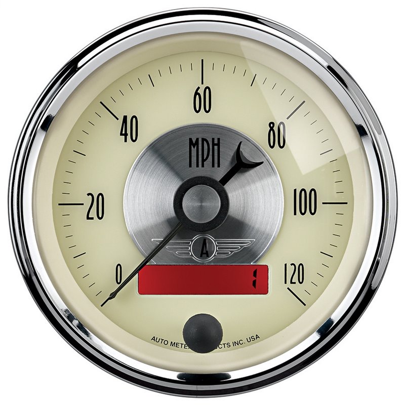 AutoMeter | GAUGE SPEEDO 3 3/8in. 120MPH ELEC. PROGRAM W/LCD ODO PRESTIGE ANTQ. IVORY AutoMeter Gauges