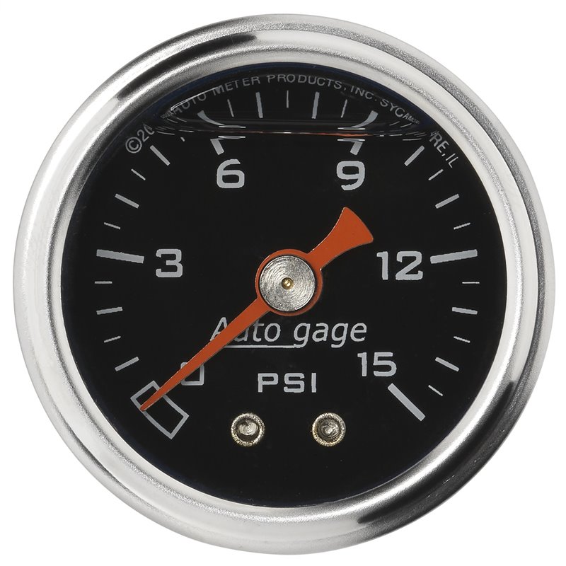 AutoMeter | GAUGE PRESSURE 1.5in. DIRECT MNT 15PSI LIQUID FILLED MECH BLK 1/8in. NPTF AutoMeter Gauges