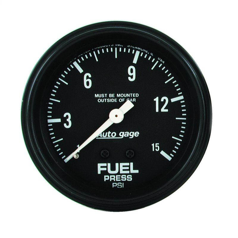 AutoMeter | GAUGE FUEL PRESSURE 2 5/8in. 0-15PSI MECHANICAL BLACK AUTOGAGE AutoMeter Gauges