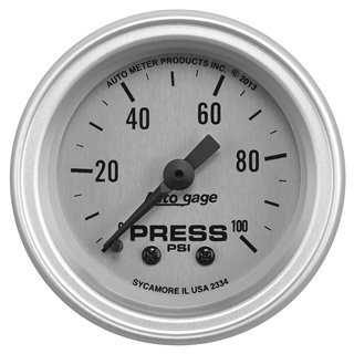 AutoMeter | GAUGE CONSOLE PRESSURE 2 1/16in. 100PSI SLVR DIAL SLVR BEZEL AUTOGAGE AutoMeter Gauges