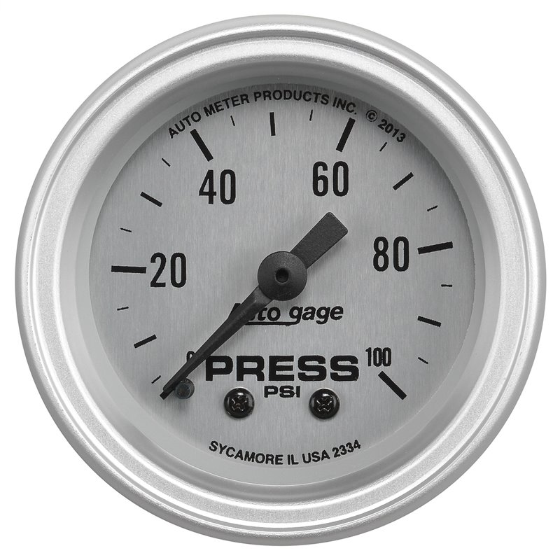 AutoMeter | GAUGE CONSOLE PRESSURE 2 1/16in. 100PSI SLVR DIAL SLVR BEZEL AUTOGAGE AutoMeter Gauges