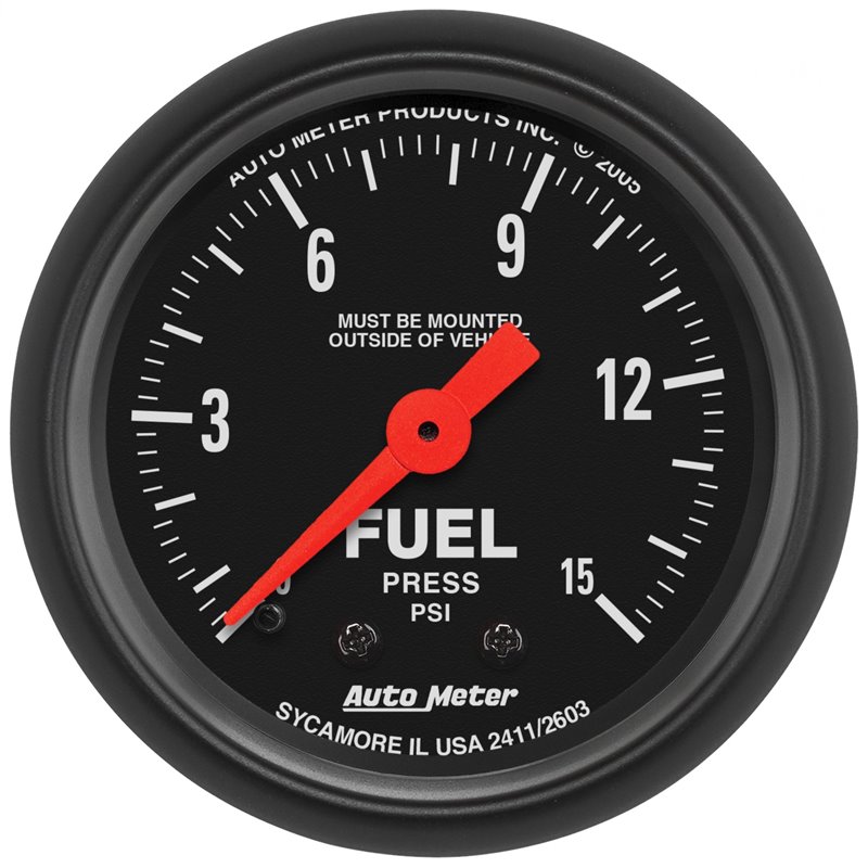 AutoMeter | GAUGE FUEL PRESS 2 1/16in. 15PSI MECHANICAL Z-SERIES AutoMeter Cadrans