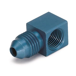 AutoMeter | FITTING ADAPTER 90deg. 1/8in. NPTF FEMALE TO-4AN MALE ALUMINUM BLUE ANODIZE AutoMeter Accessoires