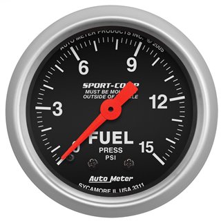 AutoMeter | GAUGE FUEL PRESSURE 2 1/16in. 15PSI MECHANICAL SPORT-COMP AutoMeter Gauges