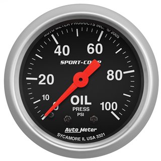 AutoMeter | GAUGE OIL PRESSURE 2 1/16in. 100PSI MECHANICAL SPORT-COMP AutoMeter Gauges