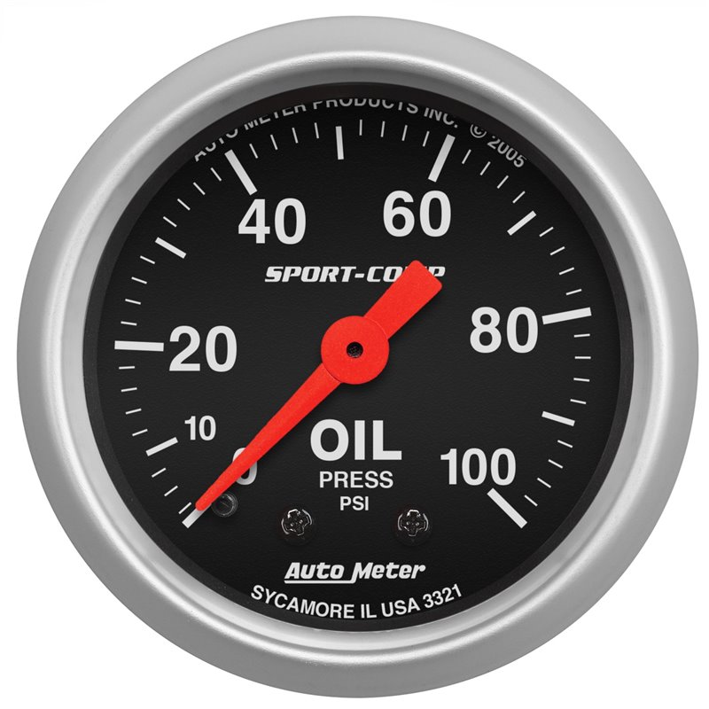 AutoMeter | GAUGE OIL PRESSURE 2 1/16in. 100PSI MECHANICAL SPORT-COMP AutoMeter Cadrans