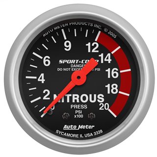 AutoMeter | GAUGE NITROUS PRESSURE 2 1/16in. 2000PSI MECHANICAL SPORT-COMP AutoMeter Gauges