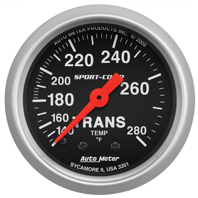 AutoMeter | GAUGE TRANS TEMP 2 1/16in. 140-280deg.F MECHANICAL 8FT. SPORT-COMP AutoMeter Cadrans