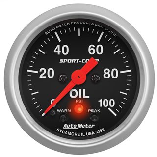 AutoMeter | GAUGE OIL PRESS 2 1/16in. 100PSI DIGITAL STEPPER MOTOR W/PK/WRN SPORT-COMP AutoMeter Gauges