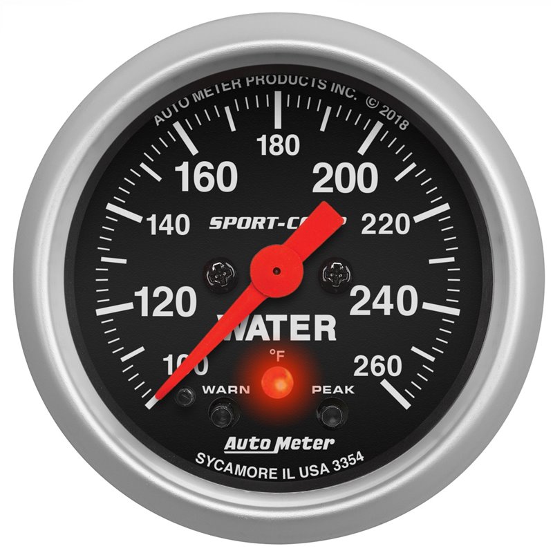 AutoMeter | GAUGE WATER TEMP 2 1/16in. 260deg.F DIGITAL STEPPER MOTOR W/PK/WRN SPORT-CO AutoMeter Gauges