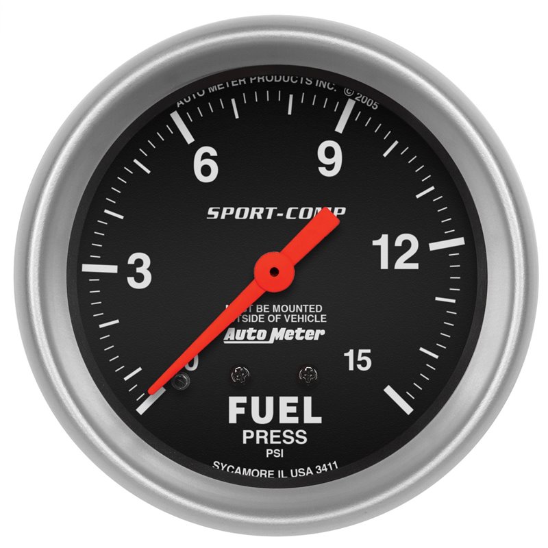 AutoMeter | GAUGE FUEL PRESSURE 2 5/8in. 15PSI MECHANICAL SPORT-COMP AutoMeter Cadrans