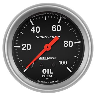 AutoMeter | GAUGE OIL PRESSURE 2 5/8in. 100PSI MECHANICAL SPORT-COMP AutoMeter Cadrans