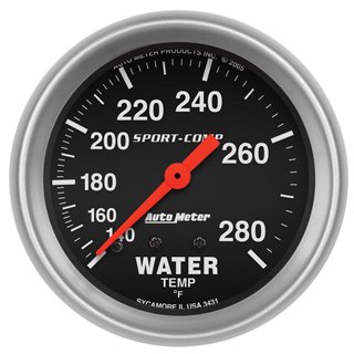 AutoMeter | GAUGE WATER TEMP 2 5/8in. 140-280deg.F MECHANICAL SPORT-COMP AutoMeter Cadrans