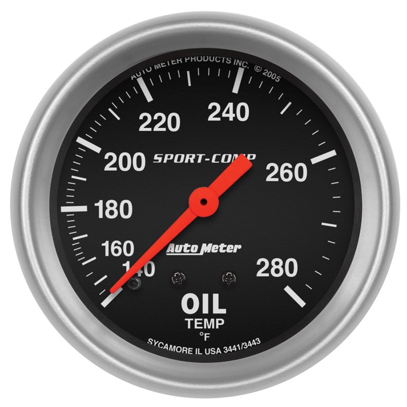 AutoMeter | GAUGE OIL TEMP 2 5/8in. 140-280deg.F MECHANICAL SPORT-COMP AutoMeter Cadrans