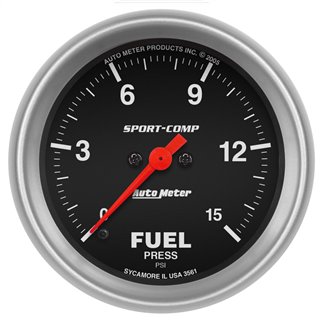 AutoMeter | GAUGE FUEL PRESSURE 2 5/8in. 15PSI DIGITAL STEPPER MOTOR SPORT-COMP AutoMeter Gauges