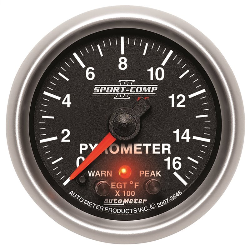 AutoMeter | GAUGE PYROMETER (EGT) 2 1/16in. 1600deg.F STEPPER MOTOR W/PK/WRN SPORT-COMP AutoMeter Gauges