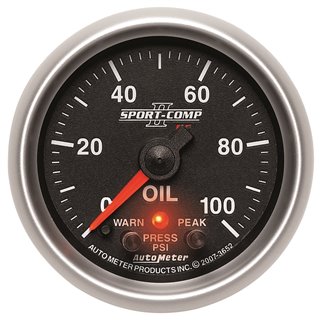 AutoMeter | GAUGE OIL PRESS 2 1/16in. 100PSI DIGITAL STPR MTR W/PK/WRN SPORT-COMP II AutoMeter Gauges