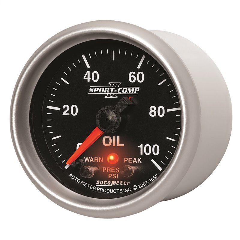 AutoMeter | GAUGE OIL PRESS 2 1/16in. 100PSI DIGITAL STPR MTR W/PK/WRN SPORT-COMP II AutoMeter Gauges