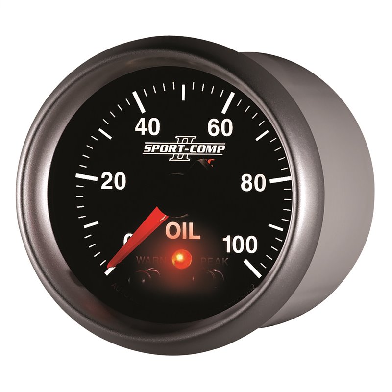 AutoMeter | GAUGE OIL PRESS 2 1/16in. 100PSI DIGITAL STPR MTR W/PK/WRN SPORT-COMP II AutoMeter Gauges
