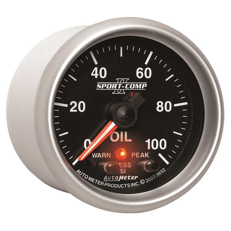 AutoMeter | GAUGE OIL PRESS 2 1/16in. 100PSI DIGITAL STPR MTR W/PK/WRN SPORT-COMP II AutoMeter Gauges
